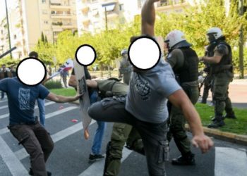 Ξύλο ΜΑΤ-διαδηλωτών μπροστά στο άγαλμα του Τρούμαν (vid)