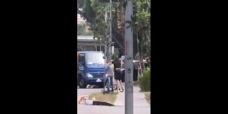 Φορτηγατζής τα βάζει με ποδηλάτη, τρώει μπουκέτο και πέφτει νοκ άουτ (vid)