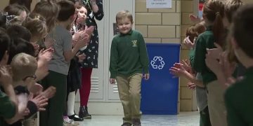 Alldaynews.gr Το 6χρονο αγόρι που νίκησε τη λευχαιμία και η υποδοχή από τους συμμαθητές του