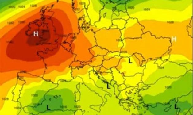 Καιρός: Αντικυκλώνας με τιμές-ρεκόρ στην Ευρώπη φέρνει ξηρούς βοριάδες στην Ελλάδα (Video)