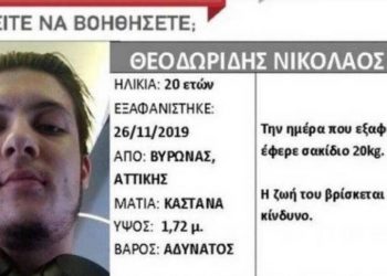 Νικόλας Θεοδωρίδης: Νέα στοιχεία για την υπόθεση εξαφάνισης του 20χρονου