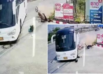 Σώθηκε από θαύμα: Κοπέλα πέφτει από μηχανάκι και σφηνώνεται κάτω από πούλμαν