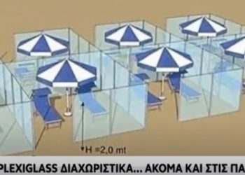 Καλοκαίρι-Ελλάδα: Plexiglass στις παραλίες, ακόμη κι ανάμεσα στις ξαπλώστρες