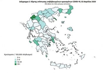 Κορωνοϊός. Ο νέος χάρτης του ΕΟΔΥ