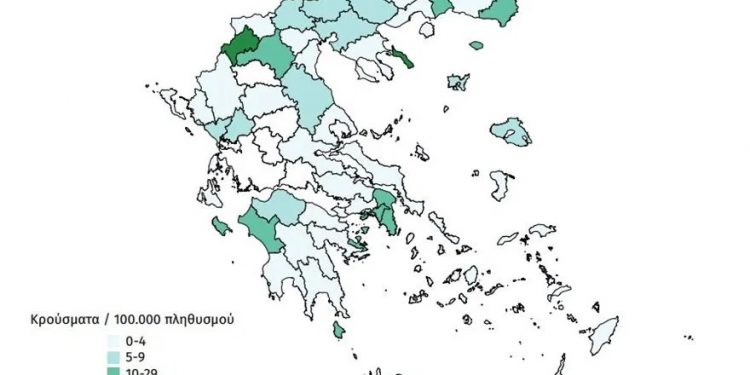 Alldaynews.gr Κορωνοϊός. Ο νέος χάρτης του ΕΟΔΥ