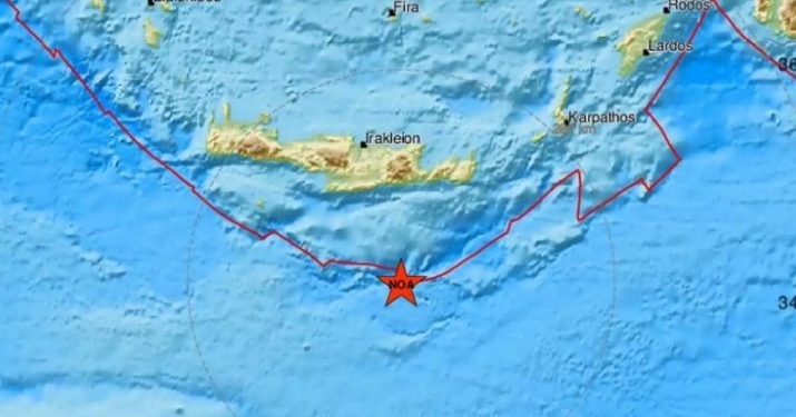 Σεισμός ξανά 5 Ρίχτερ στην Κρήτη – Ούτε μια ώρα μετά τα 6 Ρίχτερ