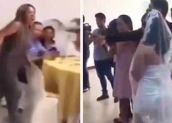 Γυναίκα κάνει ντου σε γάμο: «Σε αγαπώ» φωνάζει στον γαμπρό και μετά ρίχνει κι ένα σκαμπίλι στη νύφη (video)