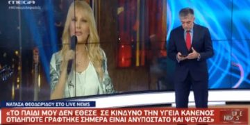Alldaynews.gr Νατάσα Θεοδωρίδου: «Οτιδήποτε γράφτηκε σήμερα είναι ανυπόστατο και ψευδές»
