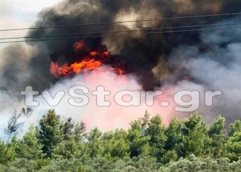 Μάχη με τις φλόγες στον Θεολόγο