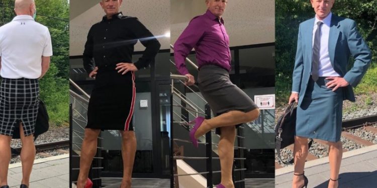 Στρέιτ πατέρας 3 παιδιών πάει κάθε μέρα στη δουλειά με φούστα και γόβες [photos]