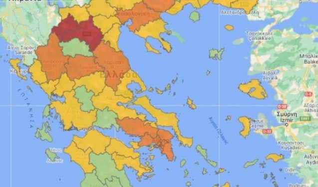 Alldaynews.gr Κορωνοϊος: Δείτε σε ποιο επίπεδο βρίσκεται η περιοχή σας στον επιδημιολογικό χάρτη
