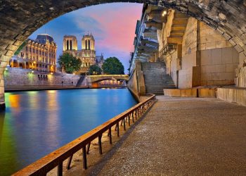 Παρίσι Σηκουάνας cathedral-river-boulevard-france-dame-twilight-Paris