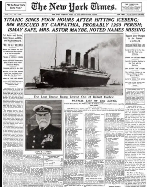 Σαν Σήμερα: 1912-Βυθίστηκε ο Τιτανικός στο παρθενικό του ταξίδι<p data-wpview-marker=