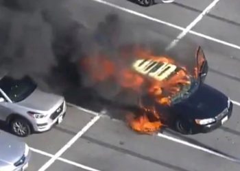 Έβαλε αντισηπτικό χεριών ενώ οδηγούσε και πήρε φωτιά το αυτοκίνητο[video]