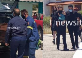 Αλόννησος: Με το μωρό του αγκαλιά ο άντρας της Κάρολαϊν στην κηδεία[Φωτογραφίες]