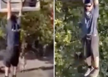 Νόμιζε οτι έπαιζε στο Λούνα Πάρκ αλλά τελικά τραβούσε βίντεο τον θάνατο του κρεμασμένου άντρα[video]