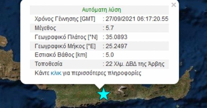 Alldaynews.gr Συμβαίνει Τώρα: Σεισμός 5,7 ρίχτερ στην Κρήτη