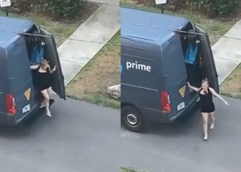 Διανομέας «φιλοξένησε» ξανθιά καλλονή στο βανάκι και τον έπιασε η …κάμερα – Τι λέει η εταιρία (video)