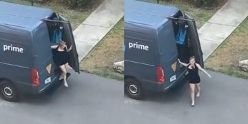 Διανομέας «φιλοξένησε» ξανθιά καλλονή στο βανάκι και τον έπιασε η …κάμερα – Τι λέει η εταιρία (video)