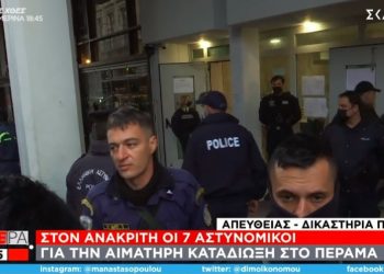 «Είστε ήρωες»: Θερμή υποδοχή πολιτών στους επτά αστυνομικούς στα δικαστήρια Πειραιά… (video)
