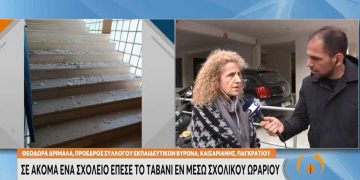 Νέο περιστατικό με ταβάνι που …πέφτει σε σχολείο – Γλίτωσαν οι μαθητές (video)