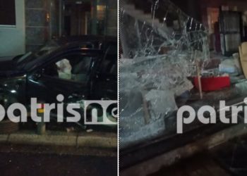 Τροχαίο στην Αμαλιάδα: Αυτοκίνητο «καρφώθηκε» σε βιτρίνα μετά από τρελή κούρσα