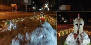 Alldaynews.gr Σπάρτη: Άρπαξαν την περικεφαλαία που βρισκόταν στην είσοδο της πόλης (video)