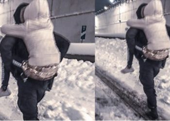 Κακοκαιρία ”Ελπίς”-Συγκλονιστικό: Αστυνομικός κουβαλάει στην πλάτη του άρρωστο παιδάκι για το απομακρύνει από τα χιόνια[video]