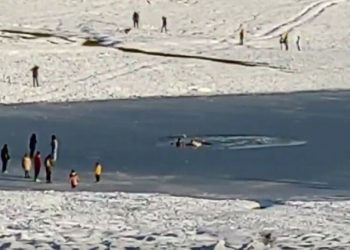 Λίμνη Πλαστήρα: Έσπασε ο πάγος και βρέθηκαν να κολυμπούν στο παγωμένο νερό (video)