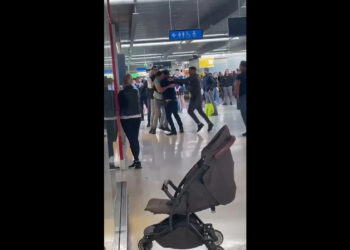 Άγριο ξύλο για μια βαλίτσα στο αεροδρόμιο (video)