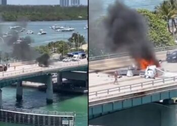 Αεροπλάνο πέφτει σε γέφυρα στο Μαϊάμι: Δραματικές εικόνες (vids)