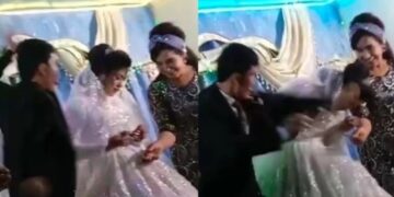 Γαμπρός στη γαμήλια τελετή βαράει μπουνιά στο κεφάλι της νύφης