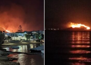 Καίγεται η Πάρος-Δύσκολη νύχτα για το νησί[video-photos]