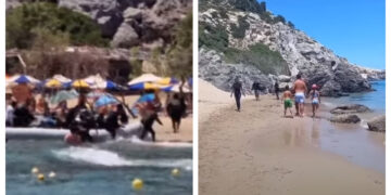 Απίστευτες σκηνές από την παραλία της Τσαμπίκας στη Ρόδο-Λαθρομετανάστες περνούν δίπλα από λουόμενους[video]