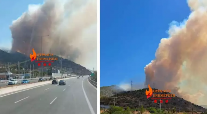Φωτιά στη Νέα Πέραμο κοντά στα διόδια Ελευσίνας – Μήνυμα από το 112, έκλεισε η Εθνική (φωτο, video)