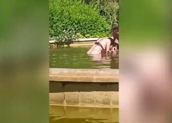 Βίντεο – σοκ: Περαστικοί έσωσαν γυναίκα από τον άνδρα της ενώ την έπνιγε σε συντριβάνι (video)