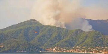 Alldaynews.gr Φωτιά στη Θάσο: Καίει δάσος με πεύκα – Δεν απειλούνται σπίτια