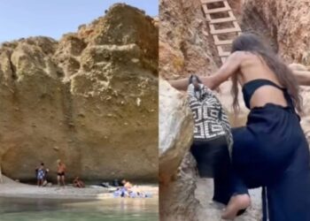 Η πιο επικίνδυνη παραλία στο Αιγαίο έχει πινακίδα που λέει: «Η κάθοδος γίνεται με δική σας ευθύνη»[video]