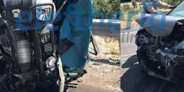 Σφοδρή μετωπική δύο αυτοκινήτων στην Πύργου-Κυπαρισσίας – Τέσσερις τραυματίες[video]