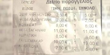 Νάξος: Ταβέρνα χρεώνει στον λογαριασμό και τη… ζωντανή ορχήστρα – Δείτε το δελτίο παραγγελίας