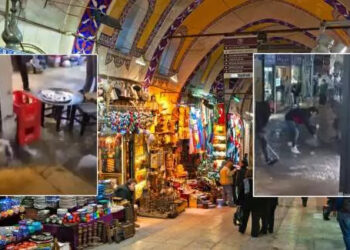 «Πνίγηκε» από τη βροχή το Μεγάλο Παζάρι – Με σκούπες μάζευαν τα νερά οι έμποροι