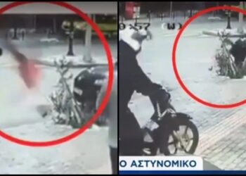 Τρομακτικό βίντεο με τροχαίο Αστυνομικού: Καρφώθηκε σε Ι.Χ που πήγαινε ανάποδα, «πέταξε» στα 10 μέτρα