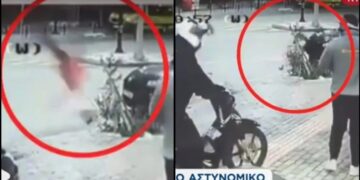 Alldaynews.gr Τρομακτικό βίντεο με τροχαίο Αστυνομικού: Καρφώθηκε σε Ι.Χ που πήγαινε ανάποδα, «πέταξε» στα 10 μέτρα