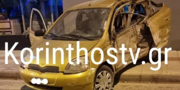 Τράκαρε μόνος του σε άδειο δρόμο και σταμάτησε έξω από φούρνο[photo]