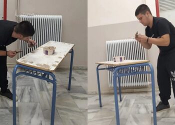 Υπάρχουν κι αυτά τα παιδιά: Μαθητής στο ΕΠΑΛ επισκευάζει τα θρανία του σχολείου στα κενά μεταξύ των μαθημάτων