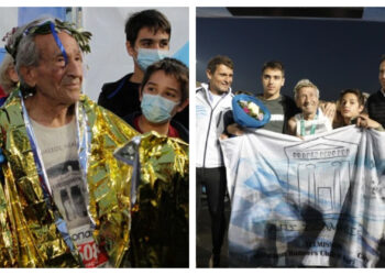 Alldaynews.gr Ο κύριος Στέλιος είναι 91 χρονών και τερμάτισε με τα εγγόνια του αγκαλιά στον Μαραθώνιο της Αθήνας