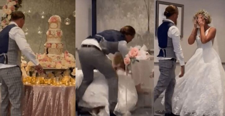 Γαμπρός ρίχνει την τούρτα στα μούτρα της νύφης και σχολάει τον γάμο[video]
