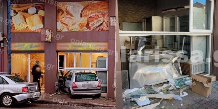 Απίστευτο τροχαίο στη Λάρισα: Αυτοκίνητο μπούκαρε σε φούρνο (φωτο)