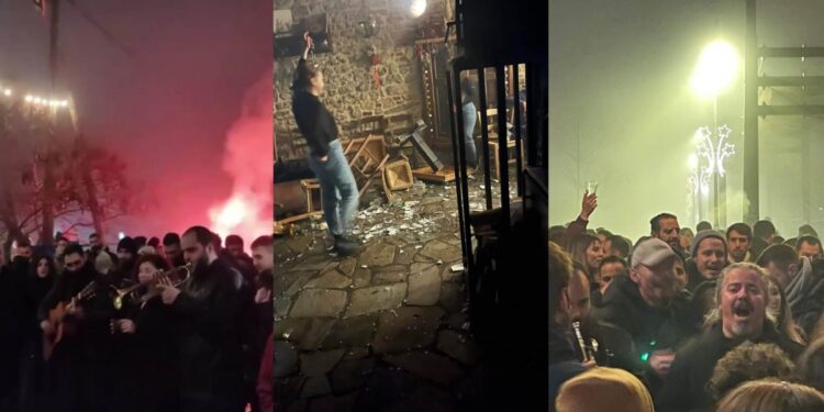 Γνωστό μαγαζί στη Λάρισα έβαλε «λουκέτο» και έγινε χαμός στο τελευταίο γλέντι: «Έφευγαν» τραπέζια, πιάτα, άναψαν και καπνογόνα