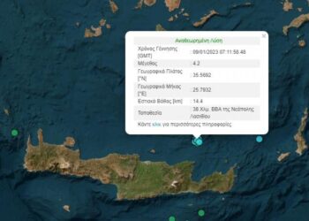 Κουνιέται η Κρήτη – Νέος σεισμός 4,2 Ρίχτερ, ο δεύτερος σήμερα το πρωί